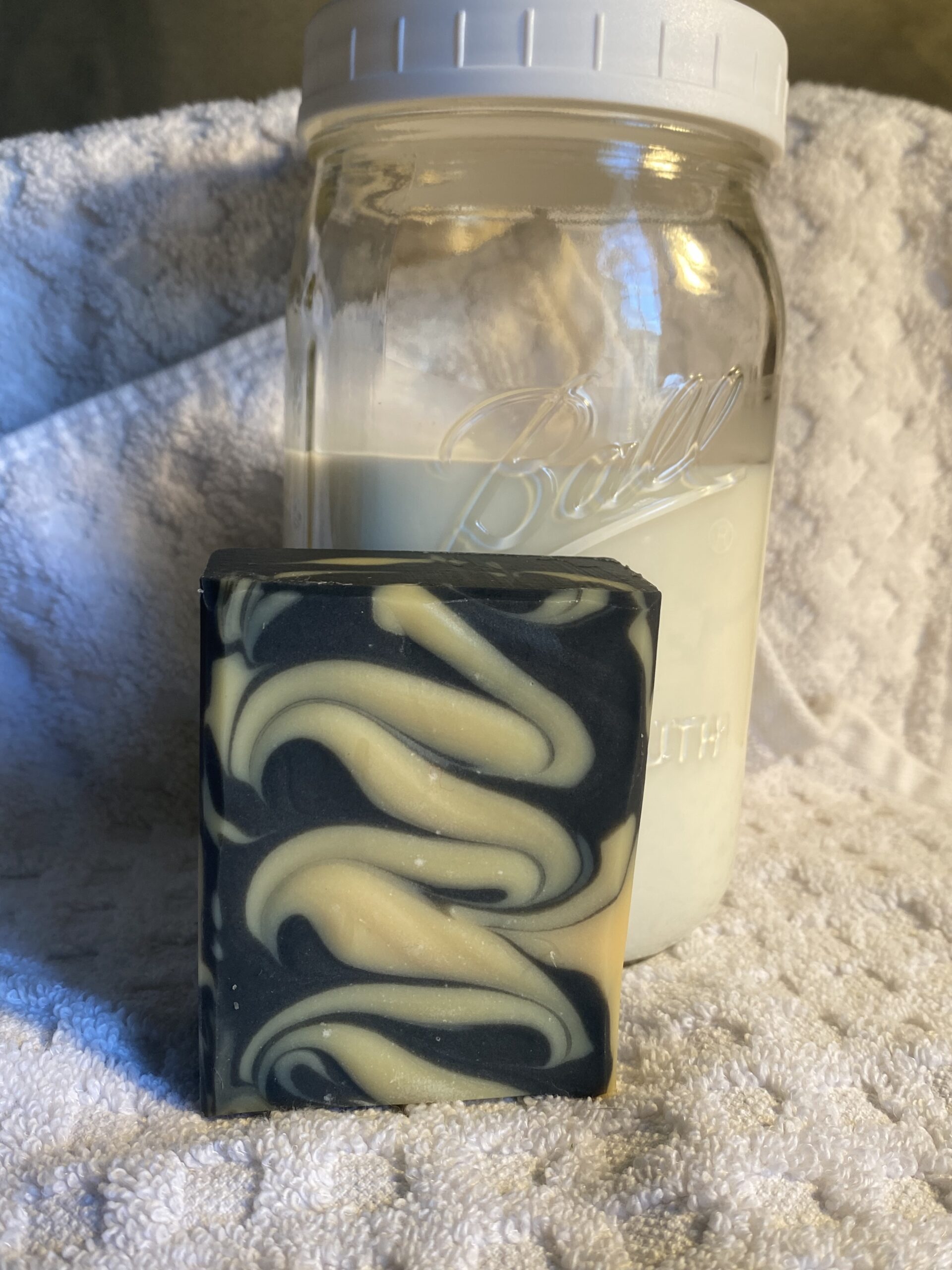 Chunky Goat Milk and Charcoal Swirl Soap