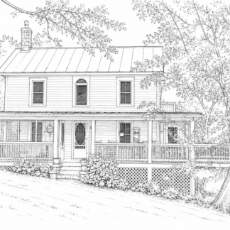 The Farmhouse at Storybook Farm (Line Drawing)